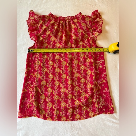 Rachel Rachel Roy Flutter Sleeve Split Neck Blouse Pink Size XS EUC - Picture 4 of 7